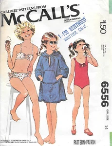 Vintage McCall's Sewing Pattern 6556 Girls Bikini Bathing Suit Cover-Up Size: 14 - Picture 1 of 2