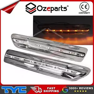 TYC Pair LH+RH Guard Flasher Lamp LED Chrome For Holden Statesman WM 2006-2017 - Picture 1 of 5