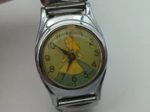 Vintage US Time Wind Up Wrist Watch Disney Alice  FOR PARTS SERVICE FE1925 - Picture 1 of 6