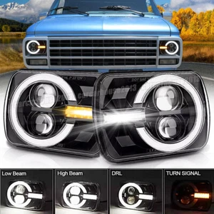 Par de faros LED 5x7 7x6" alto/bajo DRL DOT Fit Chevy G10 G20 G30 Van 1978-1995 - Imagen 1 de 18