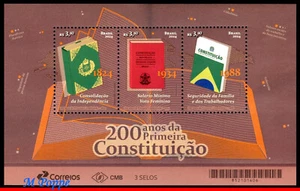 24-01 BRASIL 2024 PRIMERA CONSTITUCIÓN BRASILEÑA, 200 AÑOS, LIBROS, HISTORIA, MONTADA SIN MONTAR O NUNCA MONTADA - Imagen 1 de 2