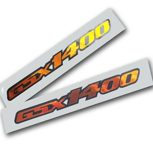 Calcomanías de motocicleta GSX 1400 gráficos naranja fluorescente cromo en negro x 2 piezas - Imagen 1 de 3