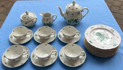 23 peças, conjunto de sobremesa para SEIS, Schumann Baviera SCH4 flores verdes Dresden não usadas - Imagem 1 de 4