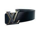 Louis Vuitton Belt Suntulle LV Initial Black Silver Leather Size 40
