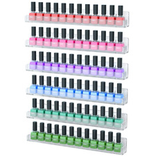 6 Pack Nail Polish Rack Wall Mounted Shelf With Removable Anti-slip End Inserts