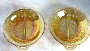Vintage Indiana Killarney Carnival Marigold Glass Divided Candy Dish Bowl (2) - Picture 1 of 22
