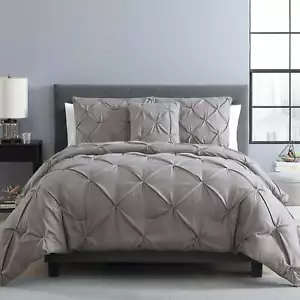 VCNY Home Carmen 4-Piece Grey Solid Comforter Set, King, Adult, Unisex - Picture 1 of 8