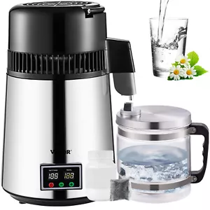 VEVOR 4L Water Distiller Distilled Water Filter Maker Dual Temp Display Silver - Picture 1 of 12