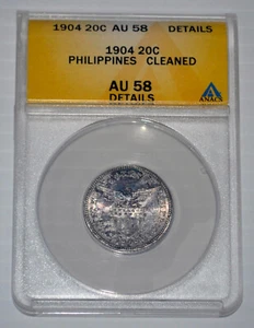 20 Centavos 1904 US-Philippine United States of America ANACS AU 58 - Picture 1 of 6