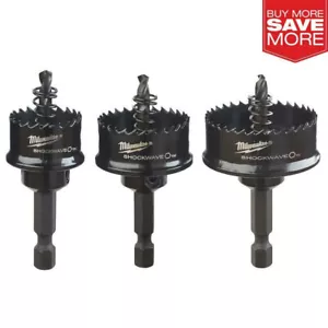 MILWAUKEE Thin Wall Hole Saw Kit (3-Piece)Impact Duty Set 1/4 Hex Shank Tool - Picture 1 of 1