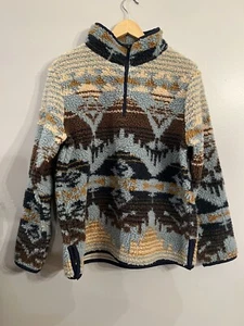 L.L. Bean W's Signature Sherpa Fleece Pullover Viertelreißverschluss Jacquard aztekisch Medium - Bild 1 von 4