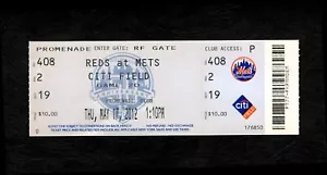 Mets 2012 Citi Field Ticket featuring Mets 50th Anniversary Logo - Picture 1 of 1