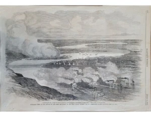 Battle of Island #10, Foote's Flotilla 1862 Harper's Weekly Civil War Wood Block - Bild 1 von 3