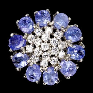 Estate 925 Anello Argento Ovale Tanzanite Naturale Gemma Gioielleria Misura - Foto 1 di 10