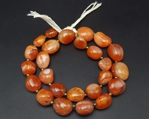 Collana 12mm Collezione Tibetana Antica Corniola Agata Pietra Perline 16" #CP367 - Foto 1 di 4