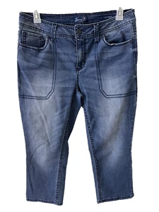 Seven 7 brand jeans capris Size 14 slim straight 4 pockets 23" inseam blue denim - Picture 1 of 6