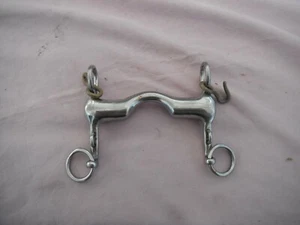 fixed cheek chunky port mouth hollow mouth weymouth bit 4 1/4" with curb hook - Picture 1 of 4
