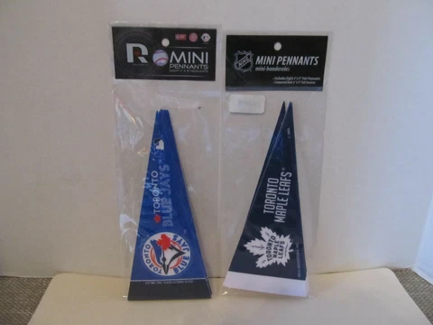 TORONTO BLUE JAYS & MAPLE LEAFS 8 Pack of MINI PENNANTS~Rico Industries~NEW! Cover