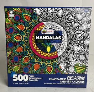 NEW NIB Karmin Creations Mandalas Color-A-Puzzle 500 Pieces Peacock Feathers - Picture 1 of 5