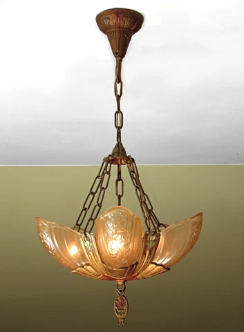 GORGEOUS! Antique LINCOLN Fleurette Slip Shade Light Fixture MINT and RESTORED! Cover