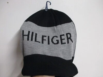 TOMMY HILFIGER GORRO DE INVIERNO "PUÑOSO" PARA HOMBRE (TALLA ÚNICA) NUEVO CON ETIQUETAS NEGRO Y GRIS ¡BONITO! Foto 1 de 3