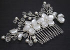 Handmade Silver Tone Hair Comb Bridal Wedding Crystal Pearl Rhinestone  Ha1921