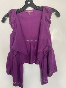 Epic Threads Girls Purple 100 % Cotton Sweater Vest Wrap Cover Up Size M - Picture 1 of 6