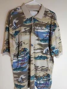 Island Fever Men's Short Sleeve All Over Print Polo Shirt Large Made in USA - Picture 1 of 6