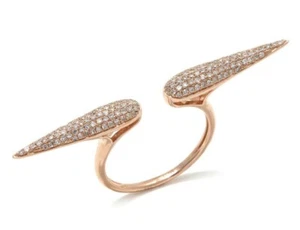 Anello Meher's Jewelry oro rosa 10 carati .42 ct diamante bianco doppia freccia misura 6 - Foto 1 di 2