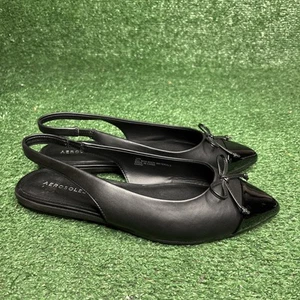 Aerosoles Dario Black Slingback Flats Size 10 Wide - NEW - Picture 1 of 12