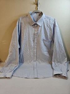 Men's 4XL Big & Tall Button Down Long Sleeve Dress Shirt Light Blue Design Italy - Picture 1 of 12