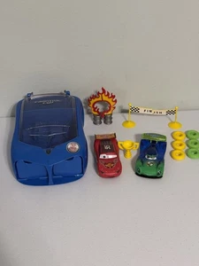 Disney Pixar Cars Carnival Cup Diecast Travel Race Set RARE W/ Orange Tires - Picture 1 of 13