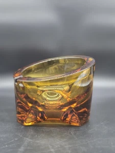 VTG Viking Glass MCM Amber Glass Ashtray Cigar Tripod Orb Mod Century  - Picture 1 of 5