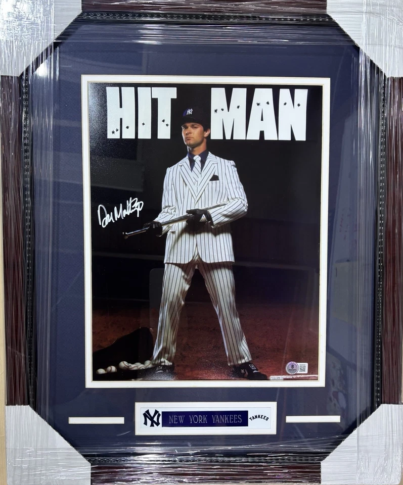 Don Mattingly 11”x14” Signed Hitman Photo Custom Framed Beckett - Image 1 of 1