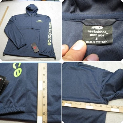 Chaqueta New Balance Hombres Pequeña Azul Con Capucha Todo Movimiento 4 Vías Elastizada Ropa Activa NUEVA Foto 1 de 4
