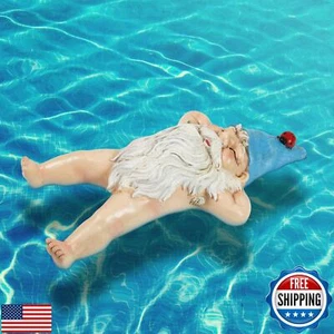 Exhart gnomo da giardino, statua galleggiante piscina nuda prendere il sole, divertente decorazione da esterno - Foto 1 di 5