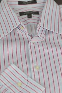 Nordstrom Men's Pink Blue & White Stripe Cotton Dress Shirt 16.5 x 34