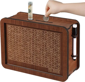 Caja de ahorros de madera para bóveda de efectivo, alcancía para adultos niños, banco de monedas para niños y - Imagen 1 de 12