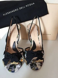 Scarpe posteriori Alessandro Dell'Acqua floreali imbracatura - taglia 4,5 - prezzo di prezzo £259 - Foto 1 di 7