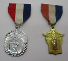 2 Vintage Marching Band Drum Major Medal Badge Pin
