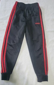 Adidas Track Pants Youth Boy's Small (6) Black/Red Stripes  Soccer Athletic Wear - Picture 1 of 1
