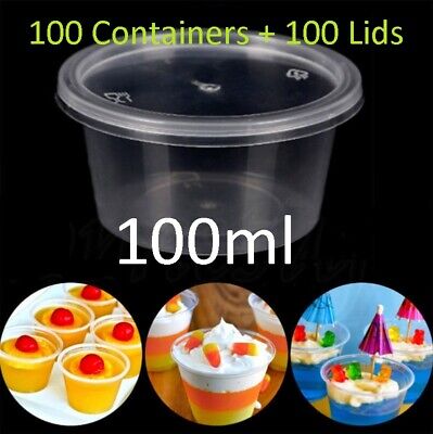 100set 100ml Plastic Dipping Sauce Disposable Small Container Cups Lids Takeaway • 12.94$