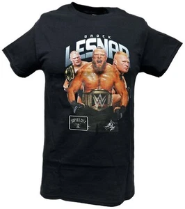 Brock Lesnar Championship Belt Three Pose Mens Black T-shirt - Picture 1 of 4
