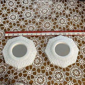 2 VTG 1976 White Octagon Wall Mirrors  Wall Decor #2027 Hard Plastic HOMCO ?? - Picture 1 of 4