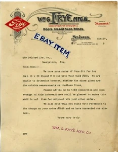 Letterhead 1907 St Louis Missouri WM G FRYE door sash blinds lumber ART NOUVEAU - Picture 1 of 1