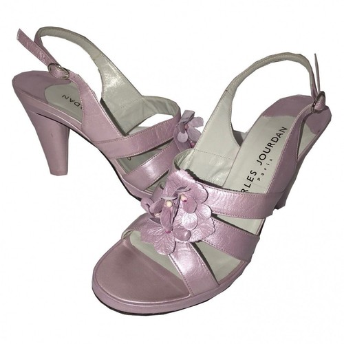 JORDAN Sandali Charles Jourdan rosa slingback impreziositi tacco a cono punta aperta taglia 6 M