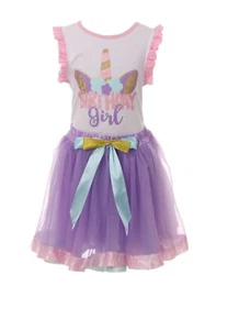 Little Girls 2 Pieces Short Set Unicorn Floral Tops Glitter Shorts Outfit 2T-8 - Picture 1 of 6