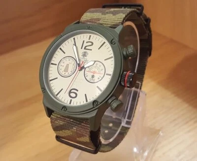 Reloj analógico de cuarzo estilo militar con correa textil camuflaje verde XL para hombre - Imagen 1 de 4
