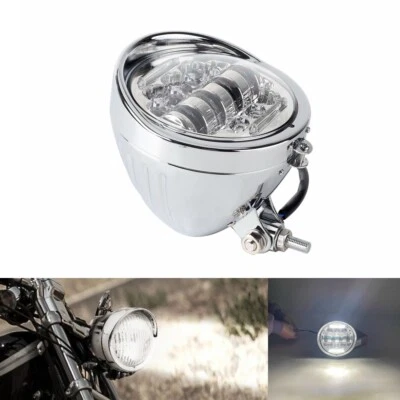 New E9 LED Headlight For Harley Dyna Softail Sportster Cafe Racer Chopper Bobber Foto 1 de 4