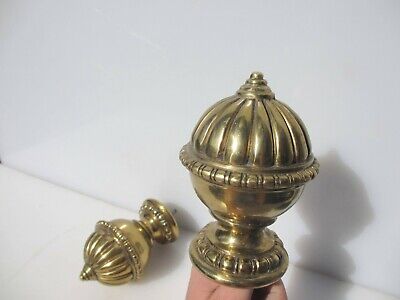 Victorian Brass Curtain Pole Ends Staircase Banister Finials Antique Old Tops  • 60£